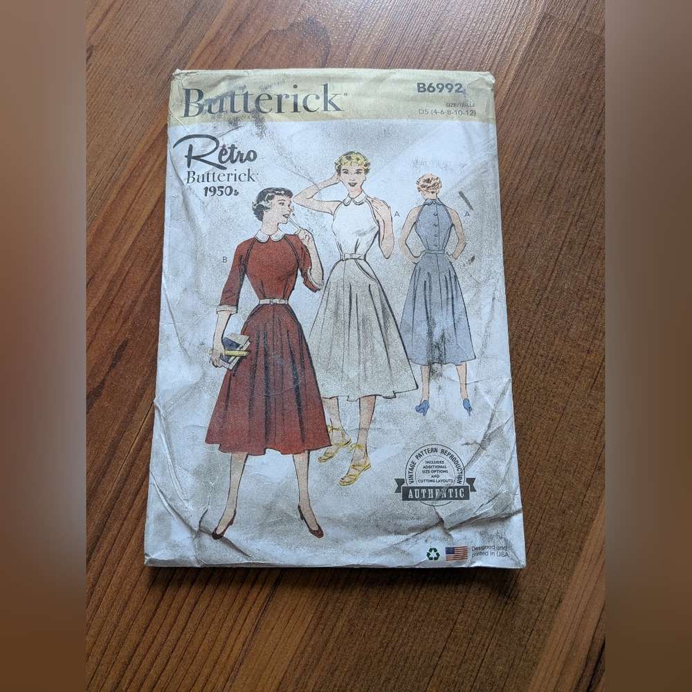 UNCUT Butterick B6992 Retro 1950s Dress Pattern